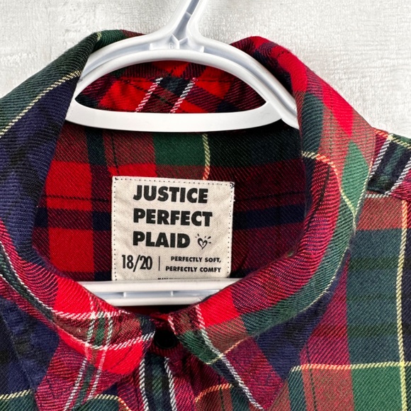 Justice Girls check plaid shirt size 18/20 - Picture 3 of 6